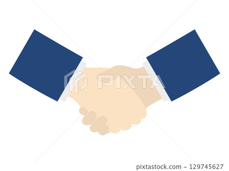 Business handshake illustration symbolizing partnership and contract 129745627