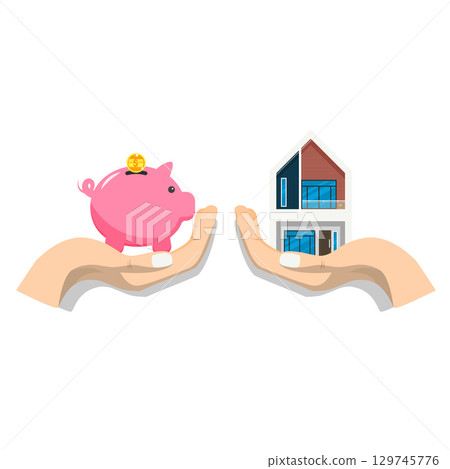 Saving Money for Home Mortgage Concept Design Saving Money for Home Mortgage Concept Design 129745776