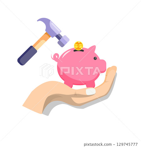 Piggy Bank Ready To Be Broken Piggy Bank Ready To Be Broken 129745777