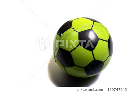soccer ball closeup image. soccer ball on isolated. black and white color soccer ball. 129747043