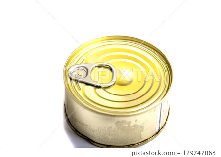 Tinned food isolated on the white background Tinned food isolated on the white background 129747063