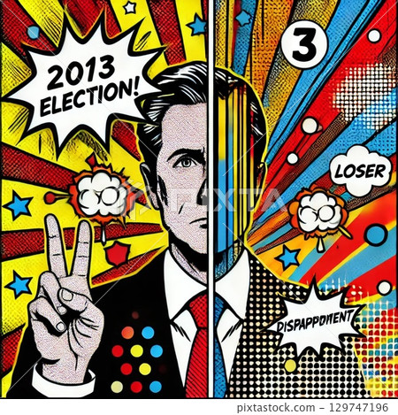 Illustration comparing election victories and defeats on the left and right 129747196