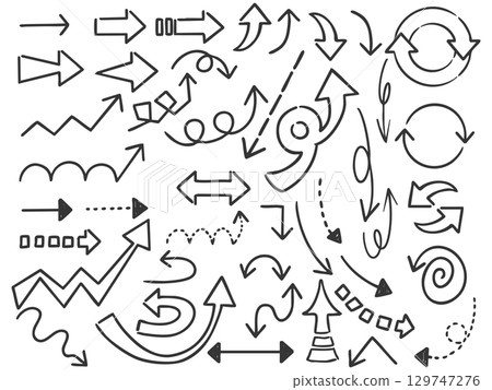 Simple hand-drawn arrow vector illustration set Vector Simple hand-drawn arrow vector illustration set Vector 129747276