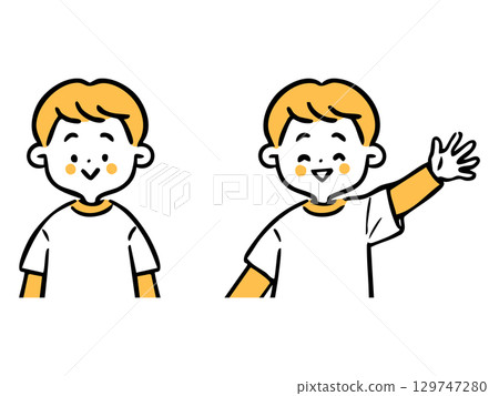 Boy upper body vector (orange) 129747280