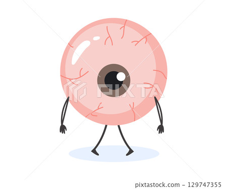 Sad Sick Red Eye Vector Illustration 129747355