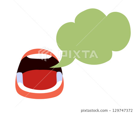 Vector of Mouth with Green Bad Breath Balloon Illustration 129747372
