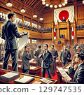 Diet members struggling at the National Diet Building in Nagatacho 129747535