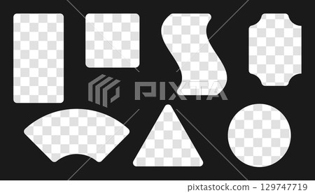 Checkered background frame set. Square boarder, circle, triangle, rectangle geometric isolated shape. Grey, white colour, modern graphic corner, flat style design. Vector illustration Checkered background frame set. Square boarder, circle, triangle, rectangle geometric isolated shape. Grey, white colour, modern graphic corner, flat style design. Vector illustration 129747719