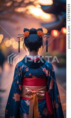 一個穿著和服的女人 一個穿著和服的女人 129748034