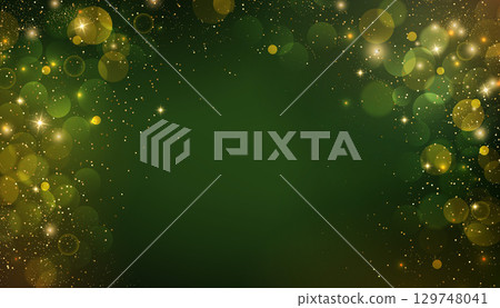 Shiny Festive Background. Abstract Gold Glitter Background. Bokeh and Confetti Design Element for Merry Christmas and Happy New Year Banner, Poster, Website Congratulations. Holiday Party BG. 129748041