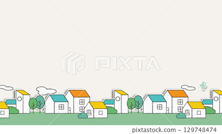 Cityscape illustration: Horizontal row version Cityscape illustration: Horizontal row version 129748474