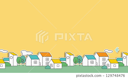 Cityscape illustration: Horizontal row version 129748476