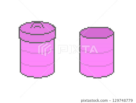 垃圾桶像素藝術（粉紅色） 129748779