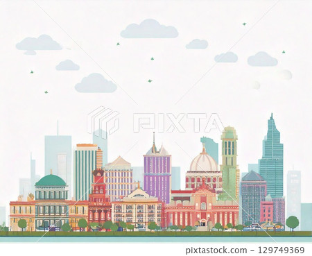 平坦的城市景觀 129749369