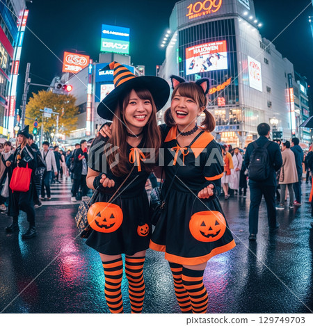 萬聖節扮成女巫的女人 129749703