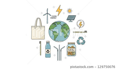 Exploring sustainable living concepts with clean energy, recycling, and eco-friendly choices Exploring sustainable living concepts with clean energy, recycling, and eco-friendly choices 129750076