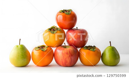 Celebrate Chuseok with traditional fruits symbolizing gratitude and prosperity in autumn 129750399