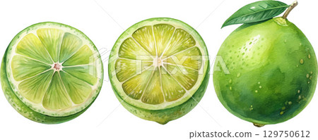 Fresh Limes Watercolor Fresh Limes Watercolor 129750612