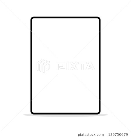 Upright tablet mockup image on white background Upright tablet mockup image on white background 129750679