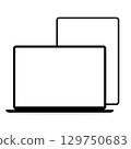 白色背景下的筆記型電腦和平板電腦的模型 129750683
