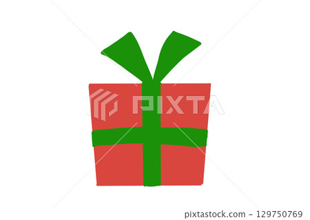 Vector illustration of a Christmas gift with a green ribbon 129750769