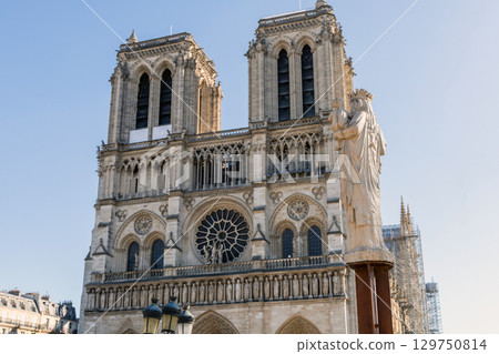 Newly restored Notre Dame Cathedral in Paris after the fire Newly restored Notre Dame Cathedral in Paris after the fire 129750814