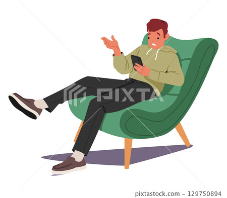 Confused teenage boy having video call talking about emotional stress with psychologist online Confused teenage boy having video call talking about emotional stress with psychologist online 129750894