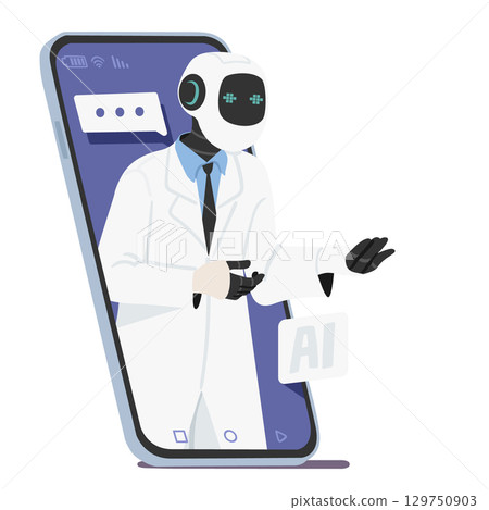 AI chatbot assistant giving medical consultation answering to request on health problem solving AI chatbot assistant giving medical consultation answering to request on health problem solving 129750903