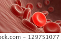 Red Blood Cells Flowing Through Blood Vessel - 3D Medical Illustration 129751077