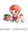 Gifted baby reading a book 129751223