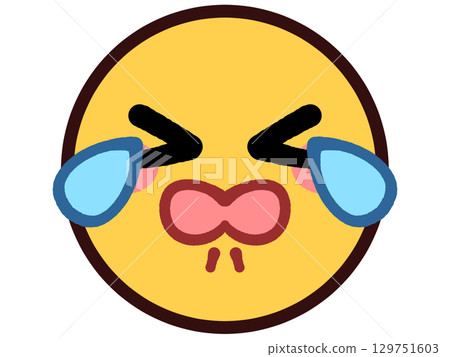 哭泣的黃色圓臉圖示插圖素材 哭泣的黃色圓臉圖示插圖素材 129751603