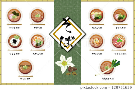 Hot soba set (from above) Hot soba set (from above) 129751639