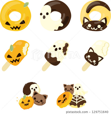 An illustration set of sweets perfect for Halloween. An illustration set of sweets perfect for Halloween. 129751640