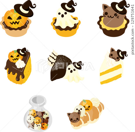 An illustration set of sweets perfect for Halloween. An illustration set of sweets perfect for Halloween. 129751641