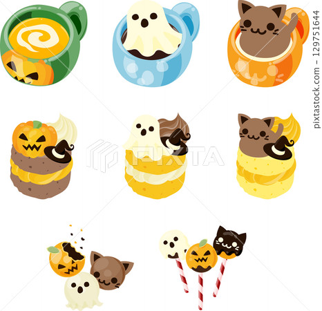 適合萬聖節的糖果插圖集。 適合萬聖節的糖果插圖集。 129751644