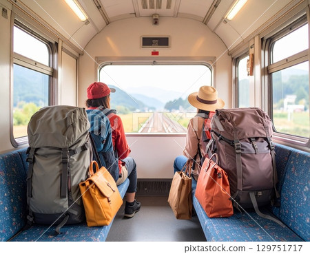 火車旅行的旅客風景 129751717