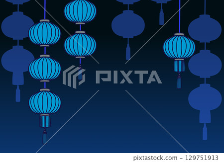 Asian-style lantern background illustration 129751913