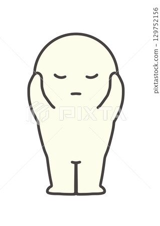 別聽，摀住耳朵，聽不見，三隻猴子，簡單，人，圓臉，人物 129752156