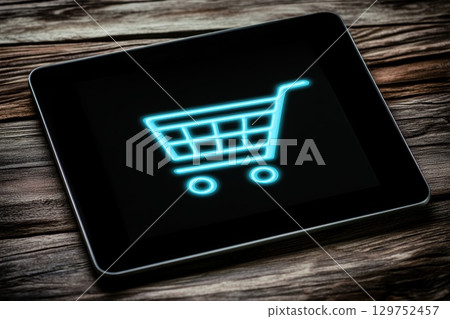Seamless Online Checkout Process on Digital Tablet with Cart Icon Display 129752457