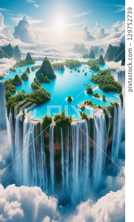 [Smartphone Wallpaper] Transparent Waterfall and Sky Garden 129752739