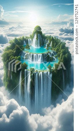 [Smartphone wallpaper] A fantastical garden above the clouds 129752741
