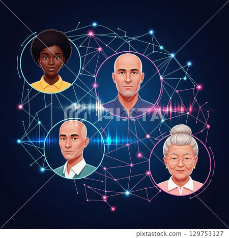 Digital hands connecting the future 129753127
