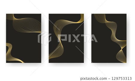 Set of templates in black with golden lines 129753313