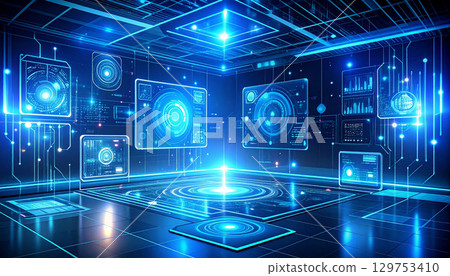 Future space with holographic displays 129753410