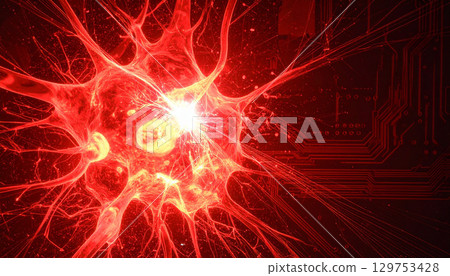 紅色神經網路和電訊號 129753428