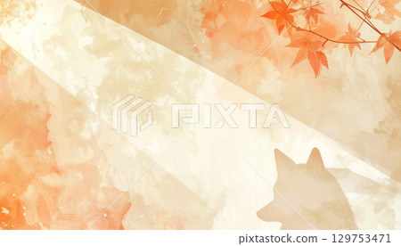 Autumn sunlight filtering through the leaves and the silhouette of a fox 129753471