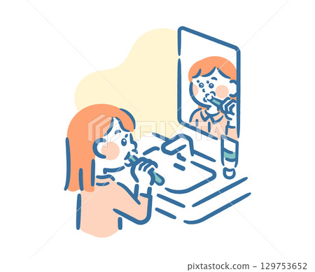 Girl brushing her teeth in the bathroom 129753652