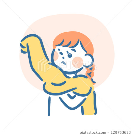 Girl changing into sweater 129753653