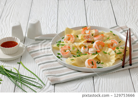 dim sum, chinese dumplings with shrimp filling 129753666