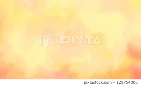 黃色和橙色彩色水彩紋理背景向量插圖模板 16：9 文字空間 129754006